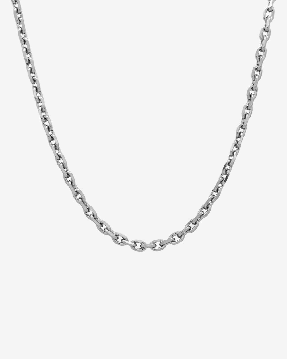 Classic anchor silver chain shown against a white background