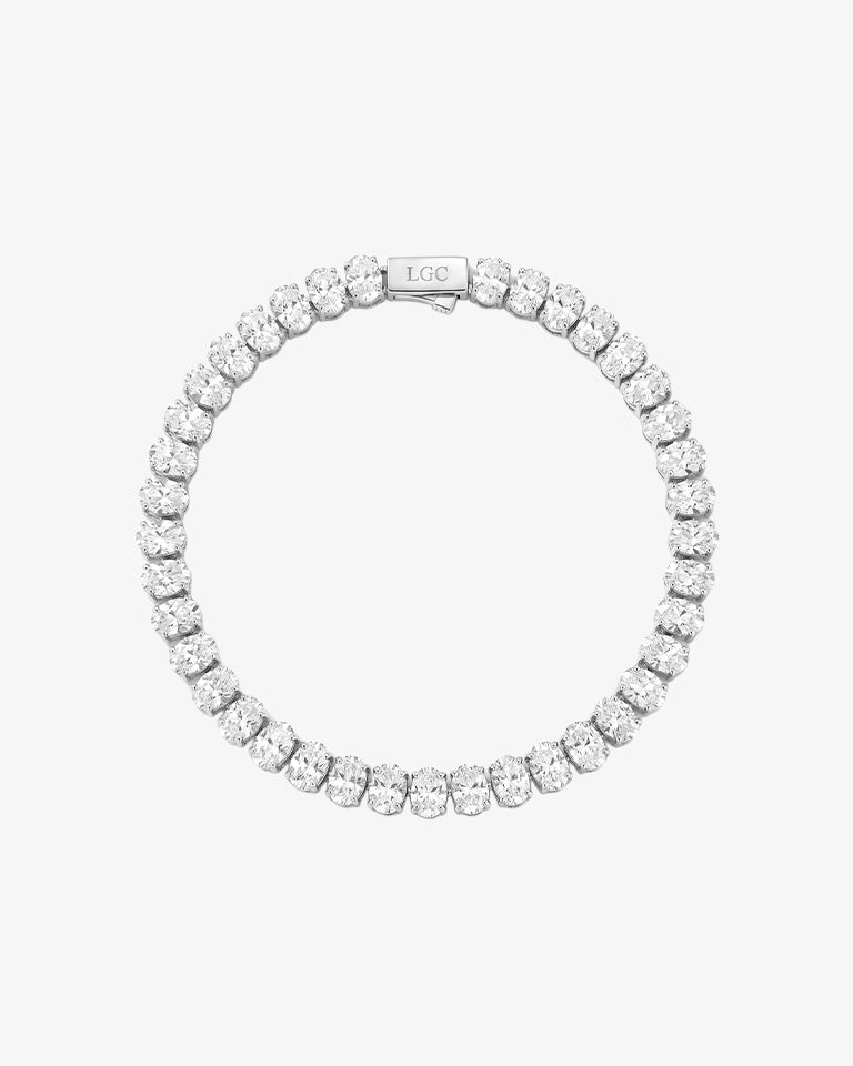 Oval Tennis Bracelet OV-BRA-SIL-WHI-18