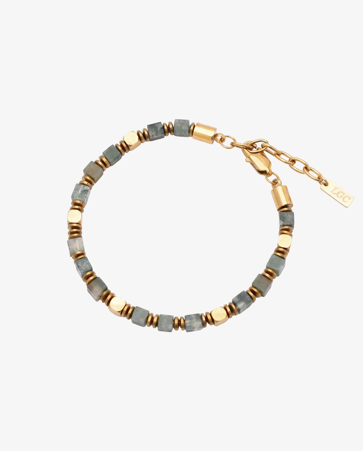 Stone Bracelet - Moss Agate & Hematite